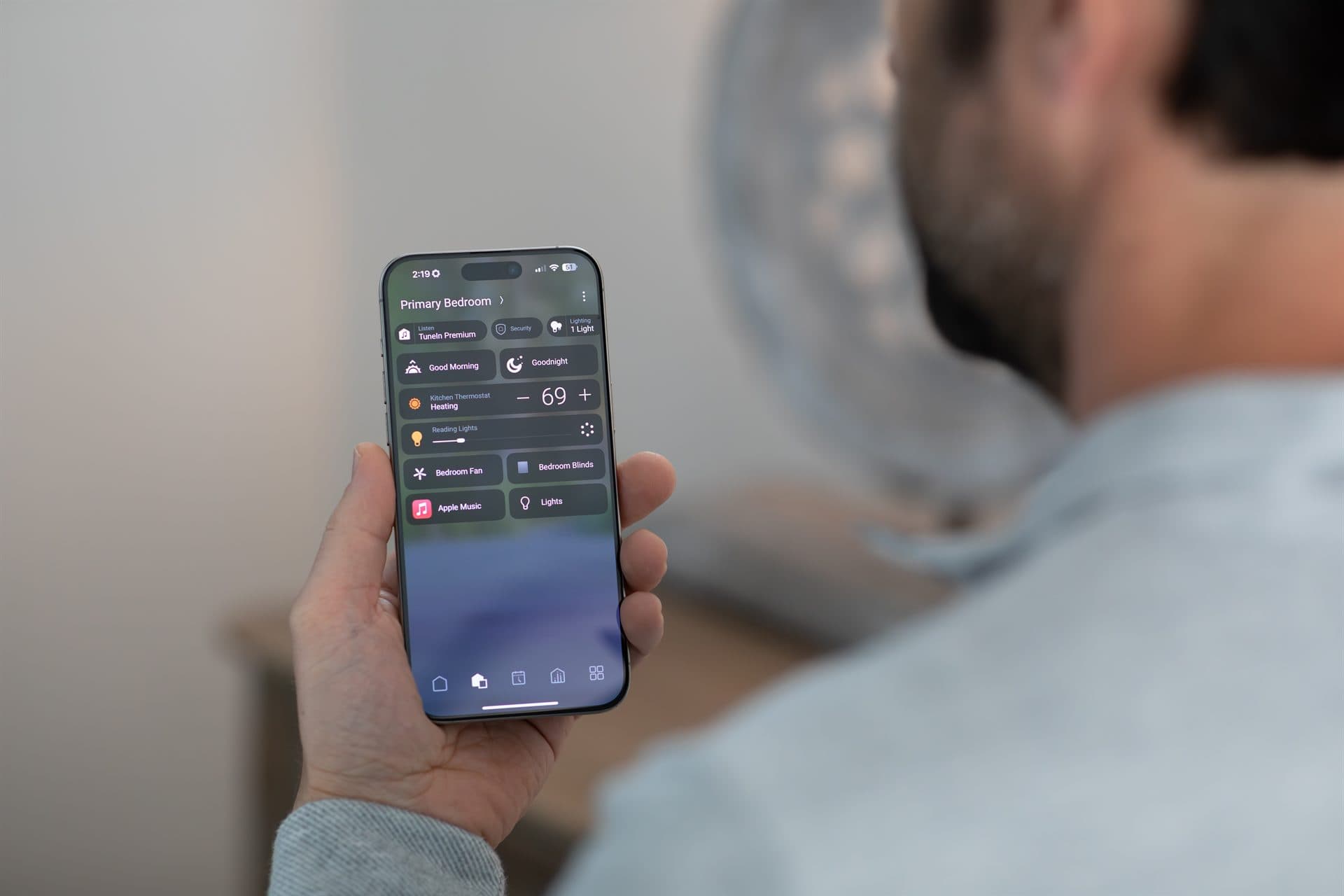 Controlling a bedroom scene from the Smart Haus app